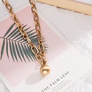 Zara Solid Round Steel Ball And Chain Pendant Oval Link Necklace Women’s Men’s